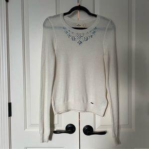 NWT Hollister Ivory Crewneck Sweater M